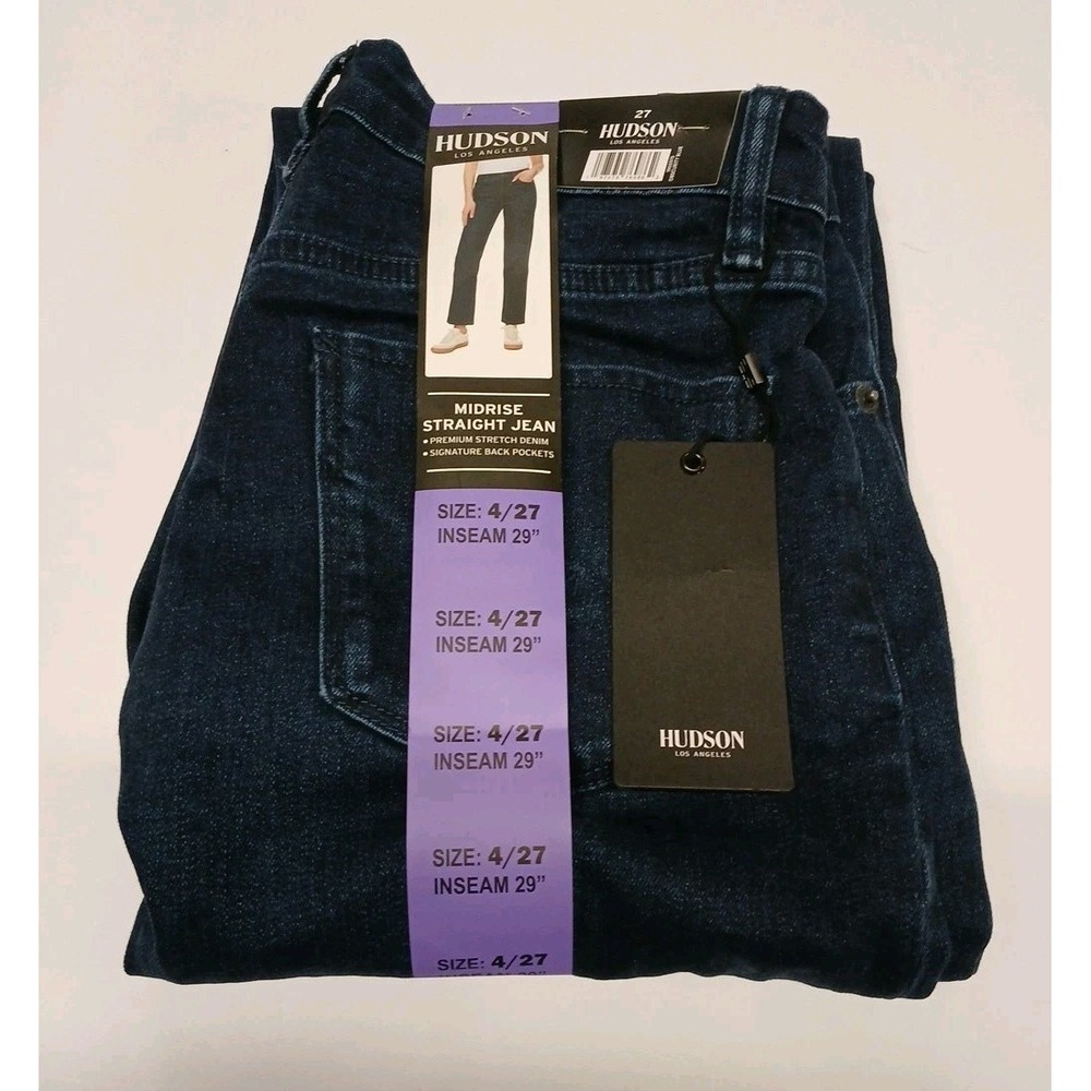Hudson Los Angeles Women's Straight Leg Stretch Jean Midrise, Dark Blue, Size: 4 - Picture 6 of 6